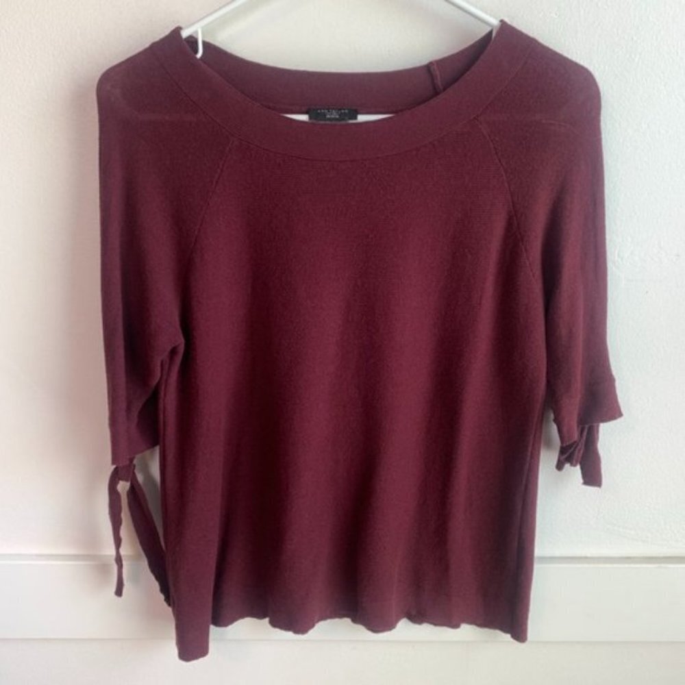 Ann Taylor Factory Dark Red Half Sleeve Blouse